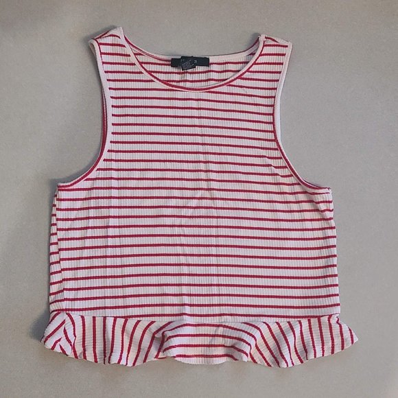 Forever 21 Red & White Striped Crop Top - Picture 1 of 8